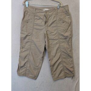 Gap Surplus Capri Pants Women's 14 Khaki Tan Utility Pockets Drawstring Cuffs